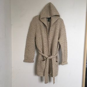 Ralph Lauren hand knit hooded wrap sweater coat